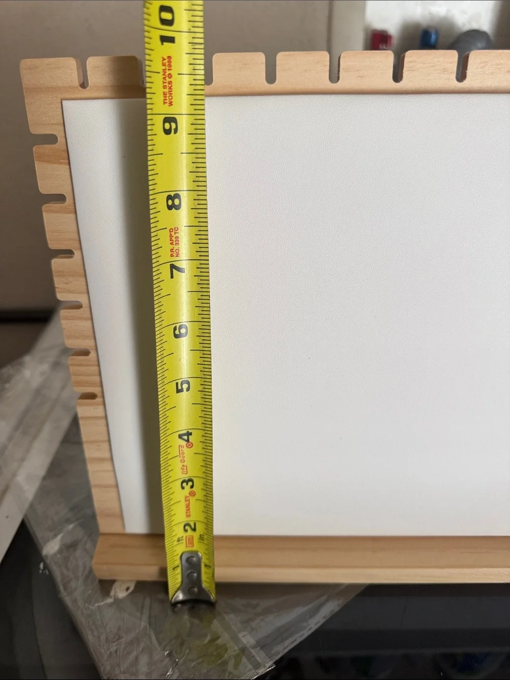 Wooden Slat jewelry chain display Panel with White backing size 16 by 9